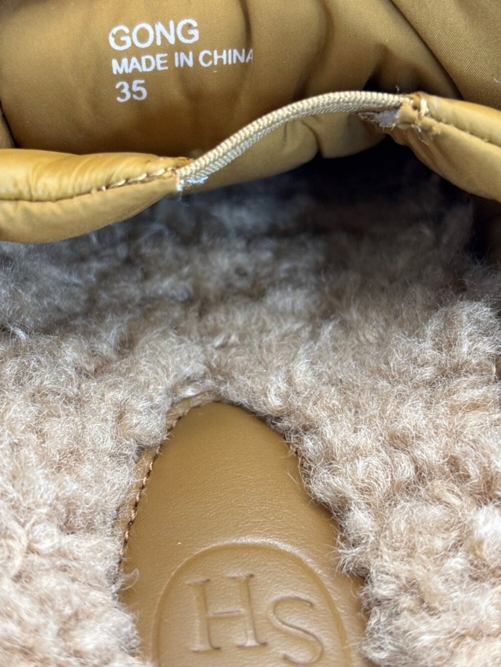 ASH Gong Puffy Loafer Mule Faux Shearing Fur Lining Honey Brown Size 6 NWOB - Picture 6 of 8